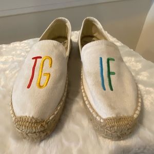SOLUDOS White Canvas ESPADRILLES TGIF size 8 Excellent Condition!